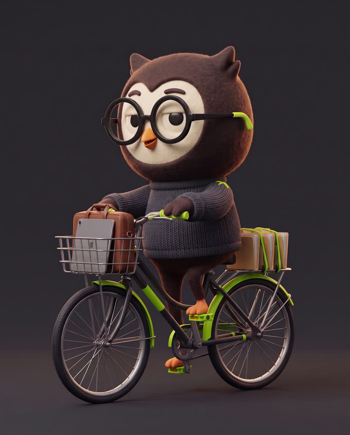 Thierry à vélo, serein, ses dossiers bien rangés.